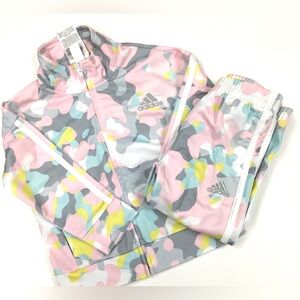 Adidas Pink Camouflage Track Suit 2T Pink Blue Sporty Athletic Casual